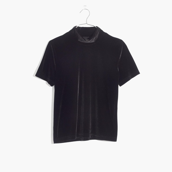Madewell Tops - Madewell Velvet Mockneck Tee True Black